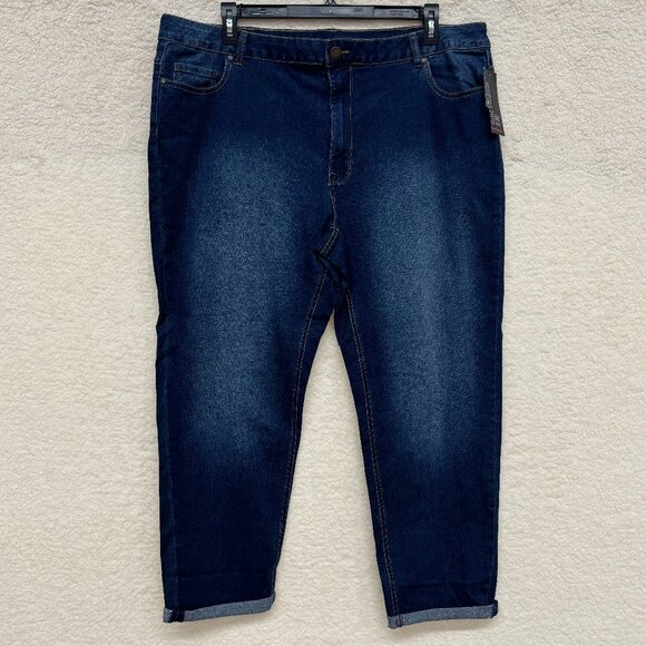 AVENUE Denim - Girlfriend Straight Leg Jeans Medium Dark Size 34 (6X) NEW - Picture 9 of 9